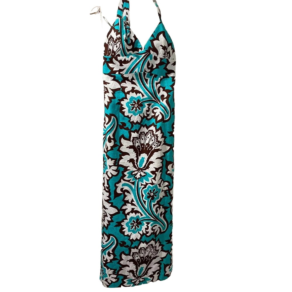 Milly Of New York Dress Maxi Sweetheart Long Turquoise Swirl Size 8 A006267